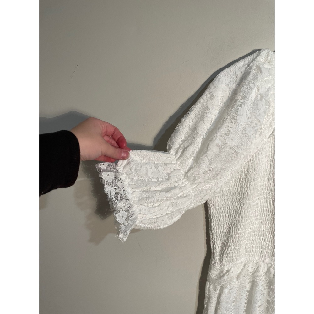 Ivy City Co Francie White Lace Midi Dress Romantic Cottagecore Bridal Boho XL - Picture 4 of 11